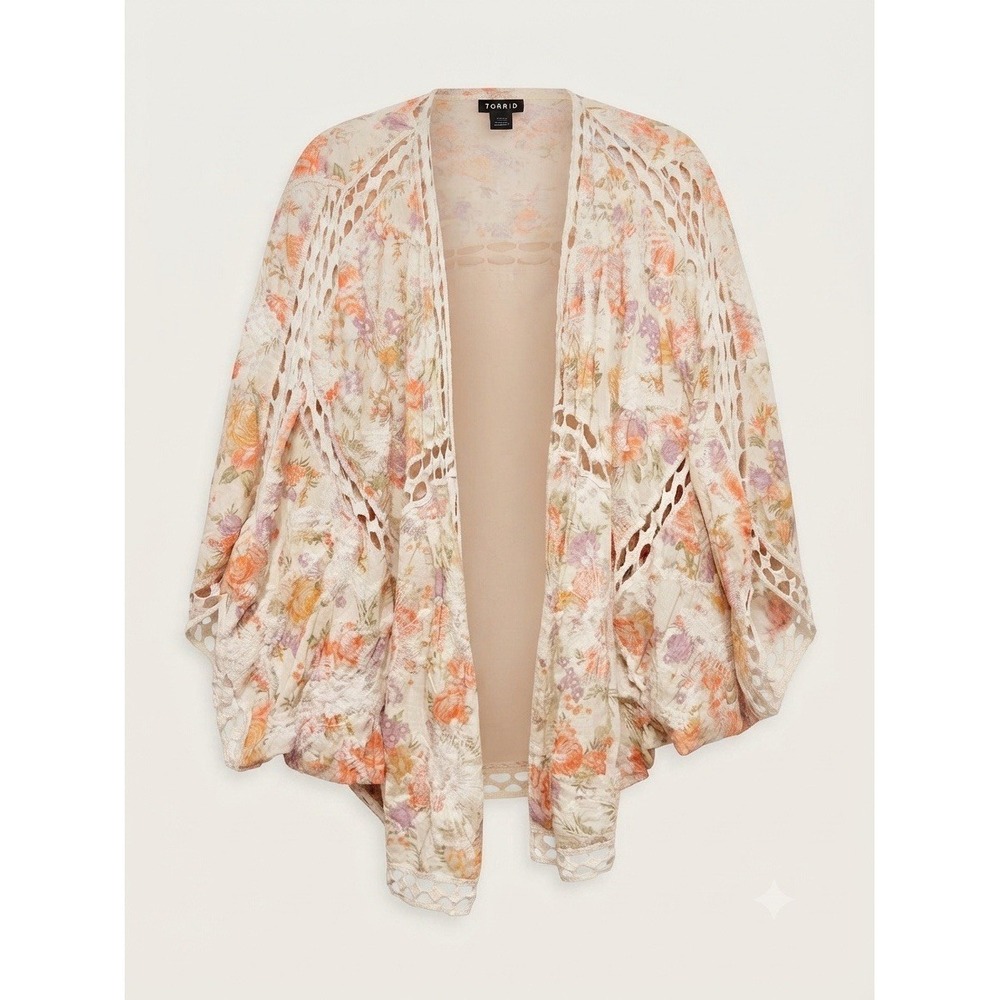 Torrid 5 6 Boho Kimono Womens Plus Cotton Summer Beach Resort Curvy Crochet